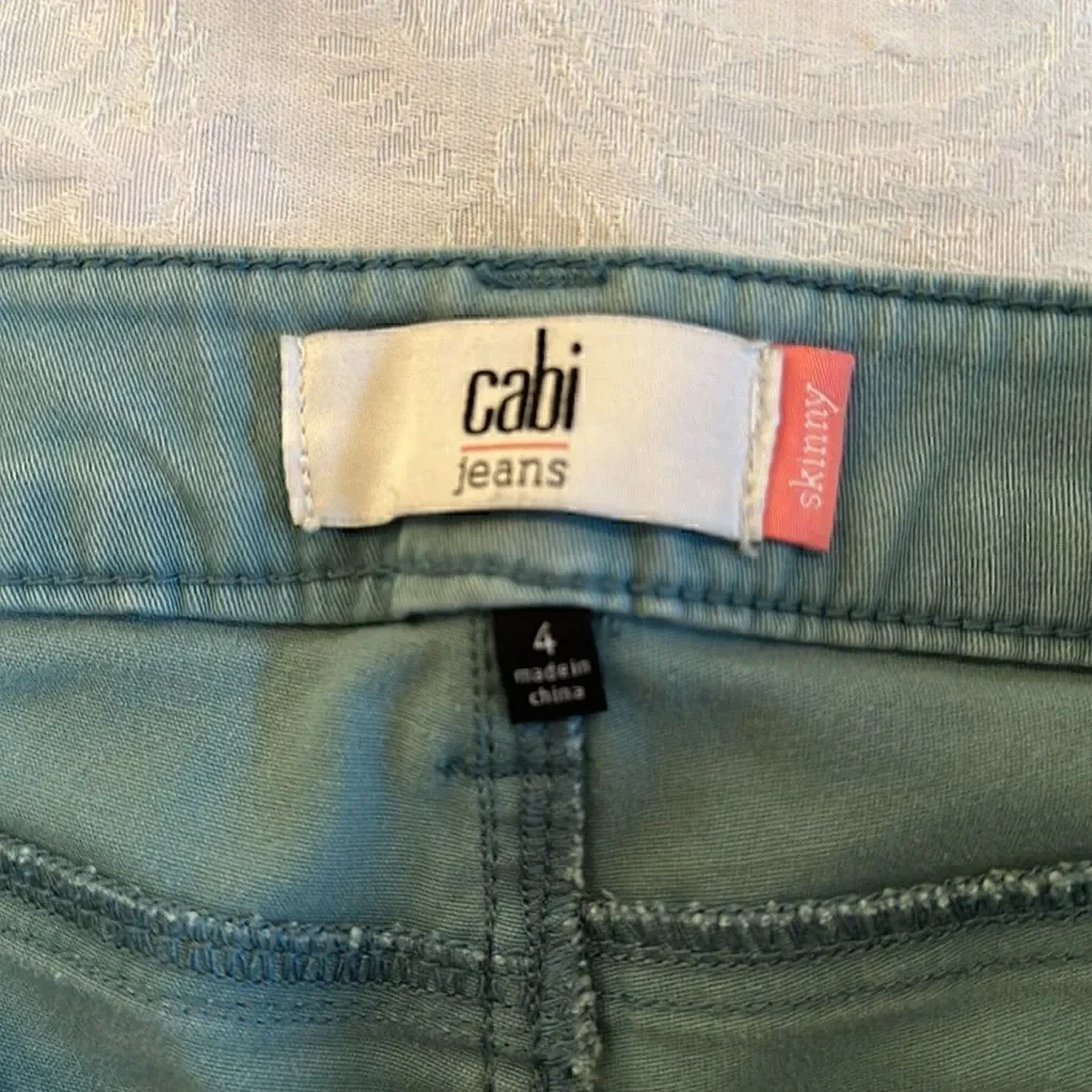 Cabi Jeans Green Skinny Size 4 Style 5169